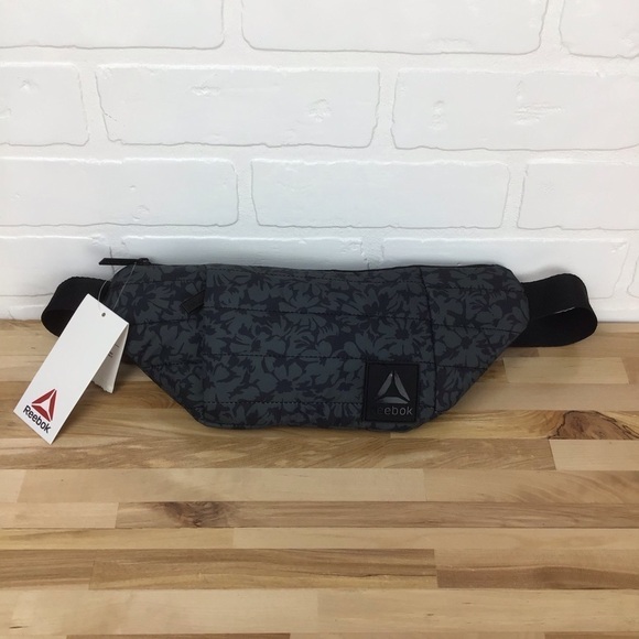 Reebok banana bag black grey travel bag ajustable strap one size floral - Picture 1 of 11